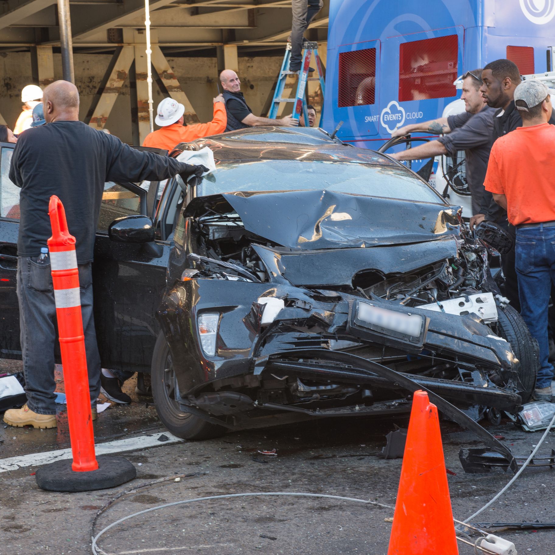 Car after serious crash